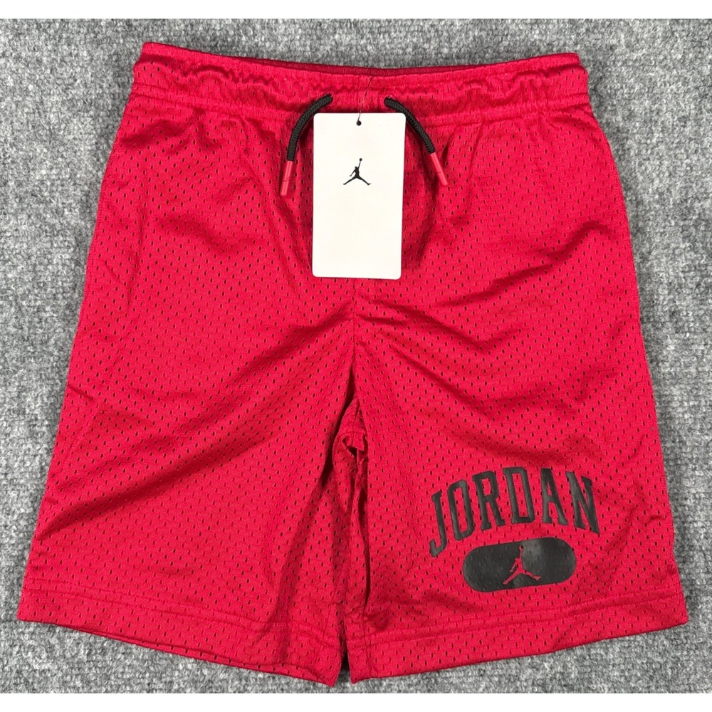 Jordan Boys Medium 5-6 Yrs Red Mesh Athletic Gym Shorts NWT